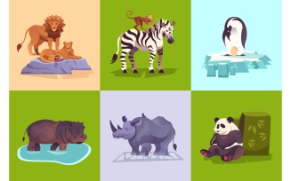 Zoo Animals Design Concept Vector Illustration Concept
