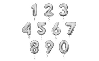Balloon Numbers Sliver Realistic Set Vector Illustration Concept