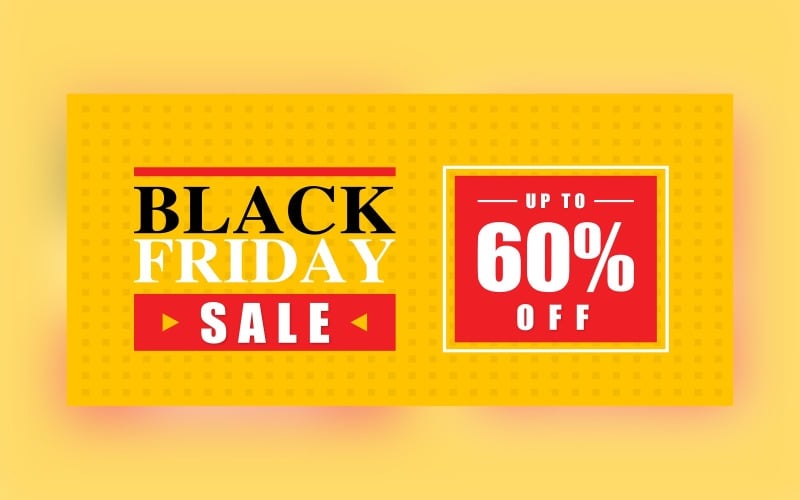 Creative For Black Friday Sale Banner With 60% Off On Yellow Background Design Product Mockup