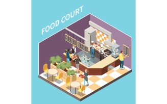 Food Court Isometric 4 Vector Illustration Concept