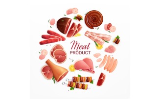 Meat Products Flat Composition Vector Illustration Concept