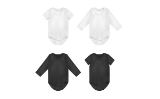 Realistic Baby Bodysuit Template Vector Illustration Concept