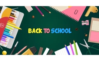 Realistic Back To School Poster Vector Illustration Concept