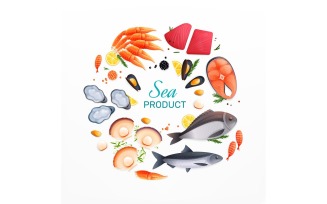 Seafood Flat Composition Vector Illustration Concept
