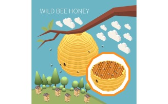 Apiary Honey Production Isometric 7 Vector Illustration Concept