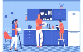 Cleaning Kitchen Vector Illustration Concept
