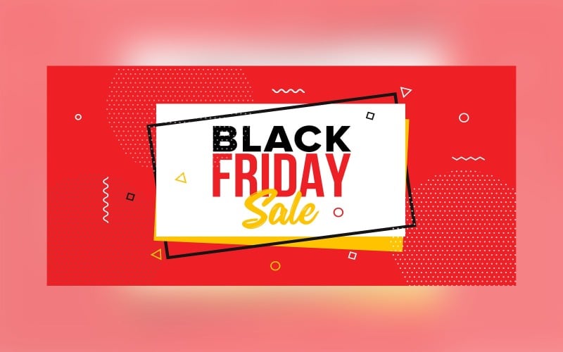 Creative For Black Friday Sale Banner With Geometric Shape On Red And Whit Color Background Design Product Mockup