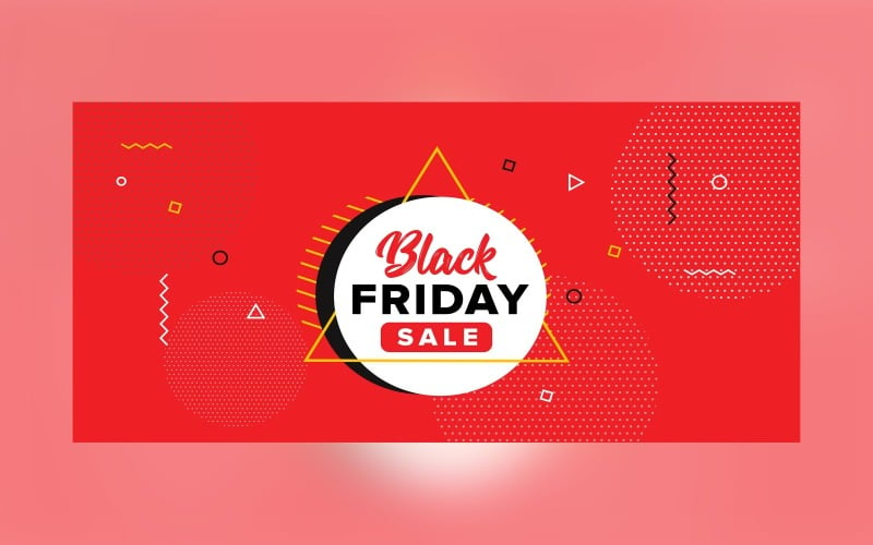 Creative For Black Friday Sale Banner With Geometric Shape On Red Color Background Design Product Mockup