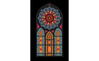 Gothic Church Window Mosaic Vector Illustration Concept