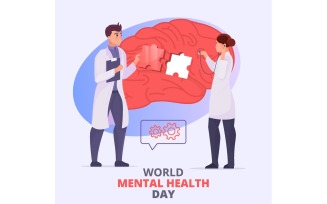 Mental Health Day Card Flat Vector Illustration Concept