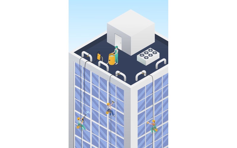 Professional Cleaning Service Isometric 8 Vector Illustration Concept