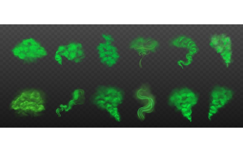 Realistic Toxic Smoke Transparent Set Vector Illustration Concept