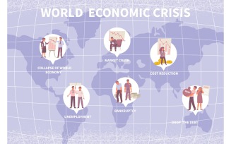 World Economic Crisis Flat Vector Illustration Concept