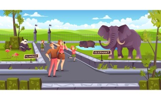 Zoo Animals People Vector Illustration Concept