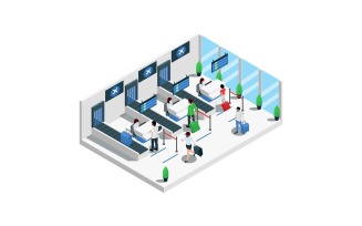Airport Terminal Isometric Composition 3 Vector Illustration Concept