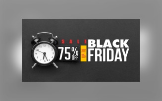 Black Friday Big Sale Banner 75% Discount with Black Color Background Design Template
