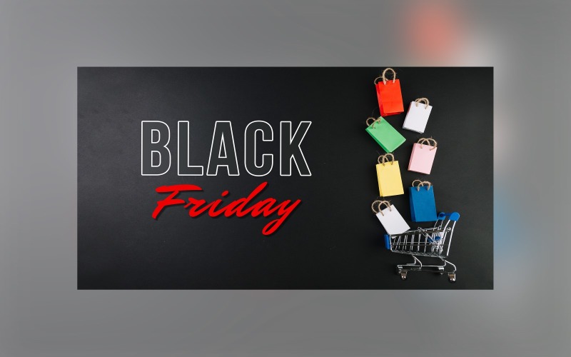 Black Friday Big Sale Banner Cart And Black Color Background Design Template Product Mockup