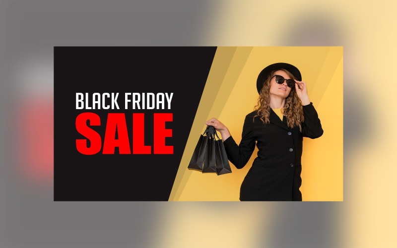 Black Friday Big Sale Banner Hand Bags with Yellow And Black Color Background Design Template Product Mockup
