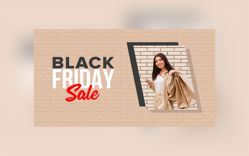 Black Friday Big Sale Banner With hand Bags and Abstract background design template Product Mockup