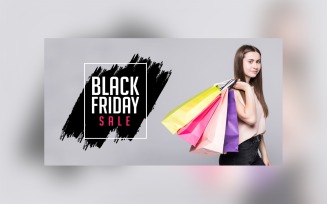 Black Friday Big Sale Banner With Hand bags and Gray and Black Color Background Design Template
