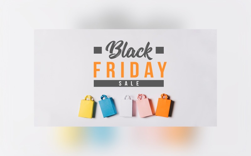 Black Friday Big Sale Banner With Hand bags and Gray Color Background Template Product Mockup