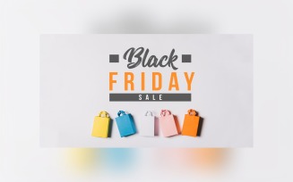 Black Friday Big Sale Banner With Hand bags and Gray Color Background Template