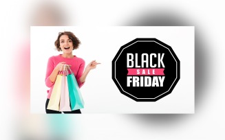 Black Friday Big Sale Banner With Hand bags and white and Black Color Background Design Template