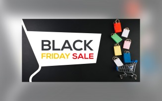 Black Friday Big Sale Banner with Hand Bags White and Black Color Background Template