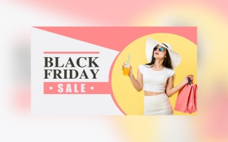 Black Friday Big Sale Banner With Magenta and White yellow Color Background
