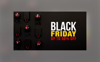 Black Friday Sale Banner 50% Off Black Color background Design Template