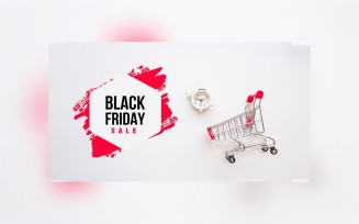 Black Friday Sale Banner Cart With White Color Background Design Template