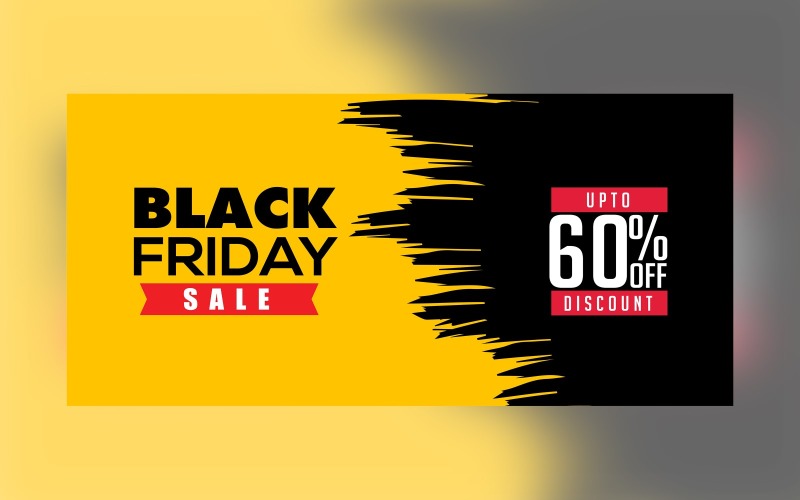 Black Friday Sale Banner With 60% Off On Black And Red Color Background Design Product Mockup