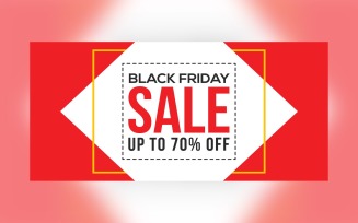 Black Friday Sale Banner With 70% Off On Whit And Red Color Background Design