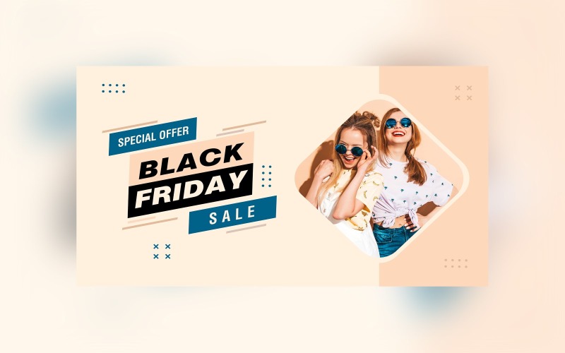 Black Friday Sale Banner with Beige and Brown Beige Color Background Design Template Product Mockup
