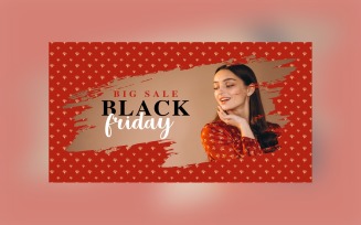 Black Friday Sale Banner with Big Sale and Maroon Color Background Design Template
