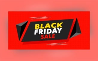 Black Friday Sale Banner With Black Triangle Shape On Red Color Background Design