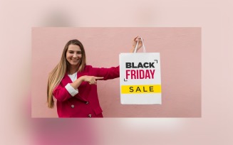 Black Friday Sale Banner With hand bags design template