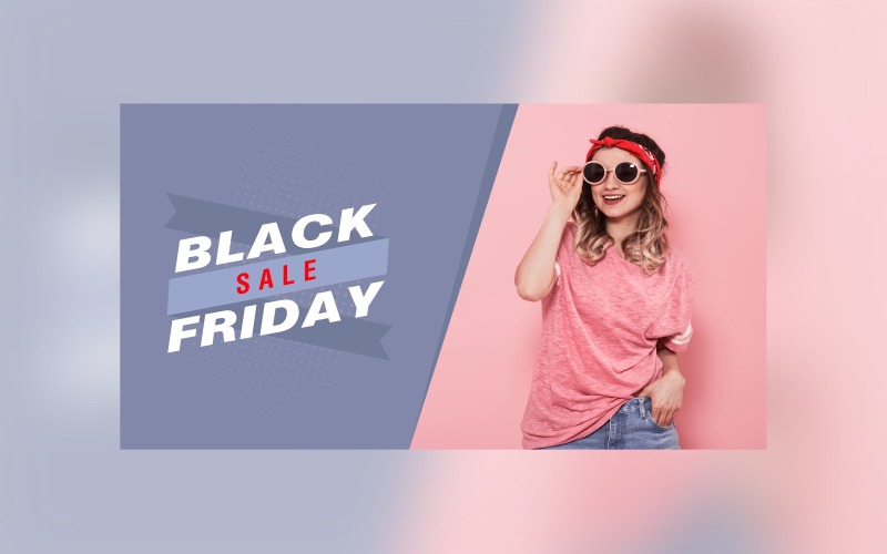 Black Friday Sale Banner with Light Blush Pink Color and Light Blue Color Background Product Mockup