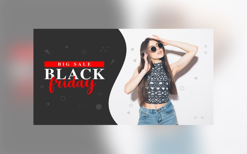 Black Friday Sale Banner with Matte Black And white Color Background Design Product Mockup