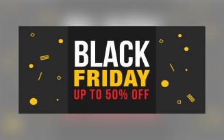 Black Friday Sale Banner With Yellow Geometric Shape On Black Color Background Design
