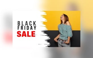 Black Friday Sale Banner Yellow And Black & white color background Design Template