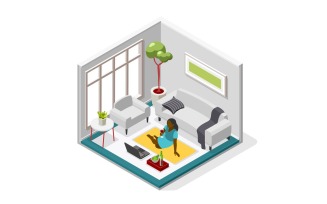Loneliness Isometric Background 3 Vector Illustration Concept