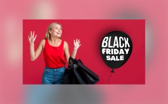 Black Friday Big Sale Banner Black Color Balloon with Red Color Background template