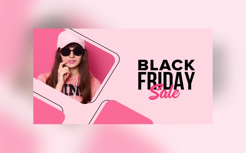 Black Friday Big Sale Banner Pink Color Background Design Template Product Mockup