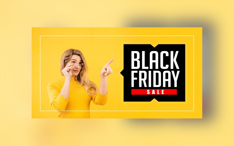 Black Friday Big Sale Banner with Yellow Color Background Design Template Product Mockup
