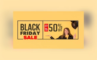 Black Friday Sale Banner 50% Off Yellow Color Background template