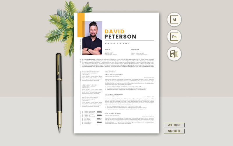 David Peterson Job Hunting Resume CV Template Resume Template