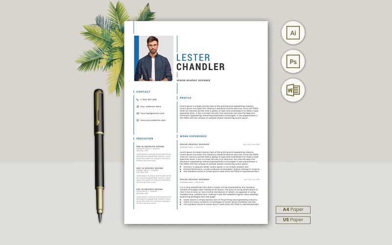 Lester Chandler Minimal and Clean Resume CV Template Resume Template