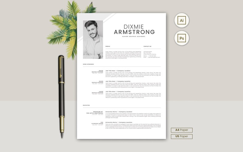 Professional Resume CV Template Design Vol 15 Resume Template