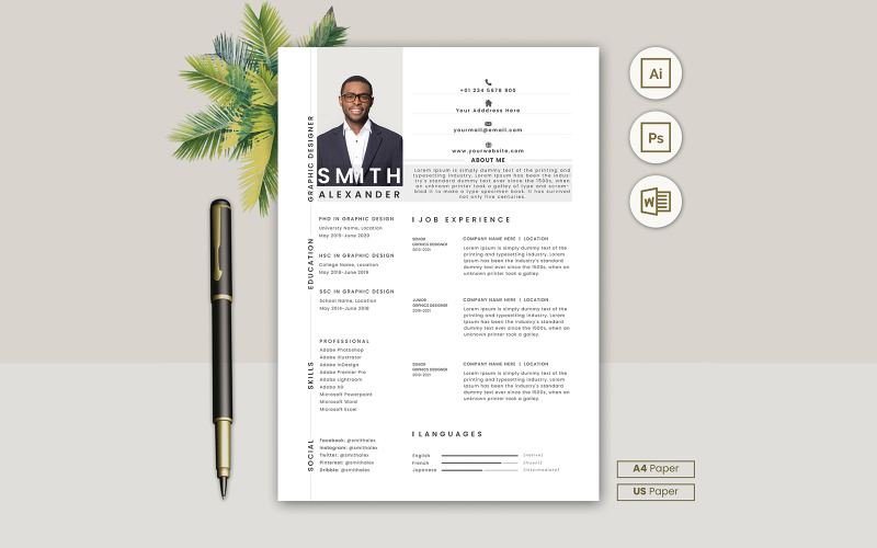 Professional Resume CV Template Design Vol 5 Resume Template